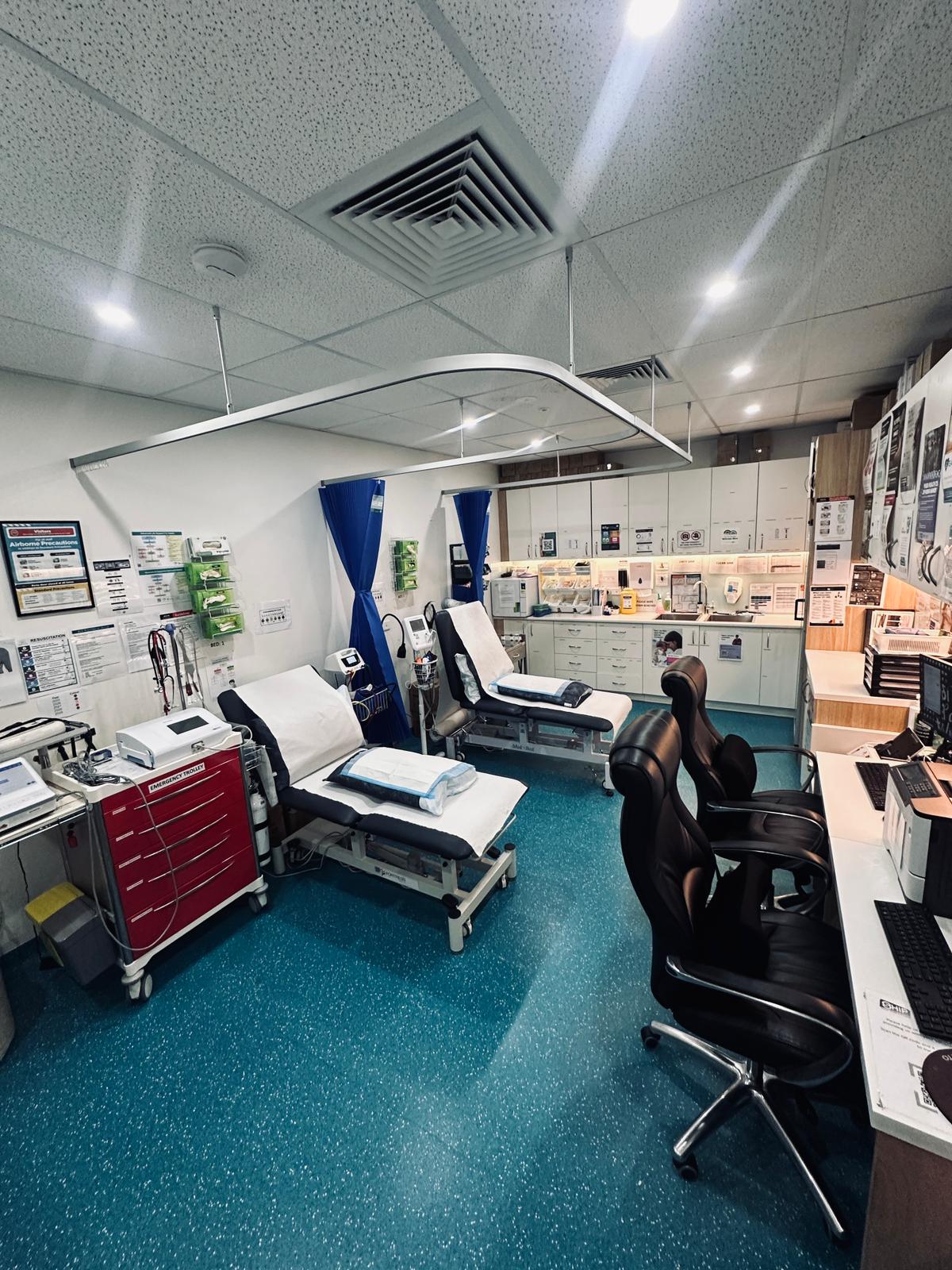 Modern, clean treatment room inside Cranbourne West Medical Centre